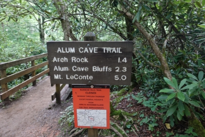 Most people here seem to consider Charlies Bunion a full day hike, but I was just getting warmed-up. So I decided to hike out to Alum Cave bluffs, one of the most popular hikes in the park. It was already almost 1:00pm, so my destination was only going to be the bluffs and not the Mt. LeConte summit (which is considered a full day hike in its own right). Well, we know how those things usually go...
