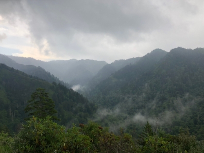 I ran the whole way down so that I would hopefully get down before dark and then back to town for dinner before everyplace closed. It was late enough that the trail was empty almost the whole way down. I stowed my camera because of the rain, so I shot one last picture with my phone. End to another great day in the Smokies!