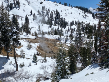 More contrast of snow and melted areas. And more sulphur smell.