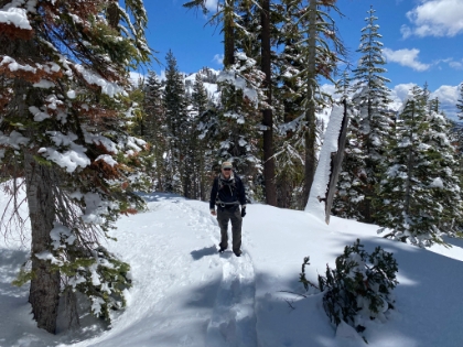 Conditions were perfect. Snow still in the trees, a couple feet of untouched snow on the ground, cold but comfortable temps, and mostly clear skies.