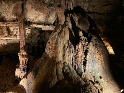 An impressive column where a stalactite and stalagmite have joined.