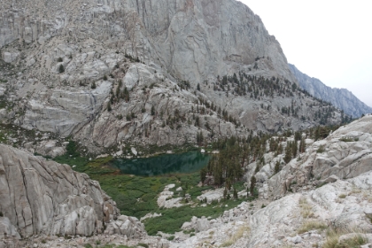 I didn't feel comfortable again until I was down below 12,000'. The storm had mostly passed, I was starting to warm-up a little, and my confidence was returning. Here I'm finally almost back to Mirror Lake.
