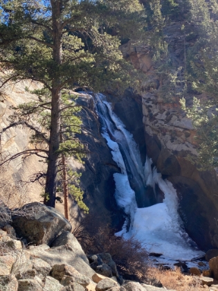 The last leg of the trail out to the falls was just recently constructed. It's narrow, rugged, and steep. But it's clearly worth it as I catch the first glimpse of Elk Falls.