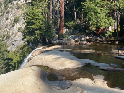 Top of the falls. I've never seen exposed rock here before.