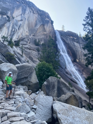 Making our way up the steep trail alongside Nevada Fall.