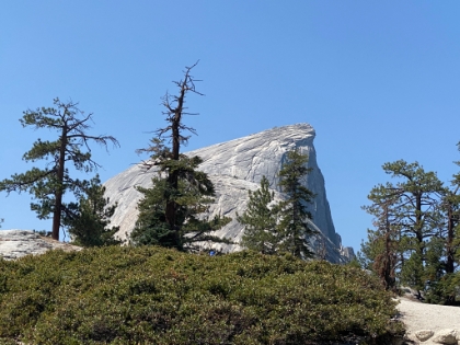 Our first view of Quarter Dome and the cables up Half Dome. This is usually when the adrenaline starts to kick up a notch. Just ahead is the Ranger checking permits and guarding the trail. Fortunately, between it being Dr. Rock's birthday, and there being a group before us with an extra permit, the Ranger was nice and let us go up without one.