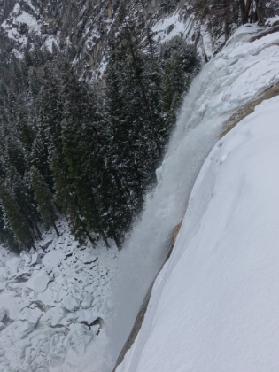 Vernal Fall plummetting 317 feet amidst the snow and ice.