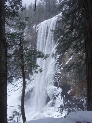One last view of Vernal Fall on the way back down. Coming down the icy steps was definitely harder than going up and a heck of a lot more dangerous. I had to balance safety with the need to get back to my Dad asap. Probably not one of my smarter endeavors, but well worth it!