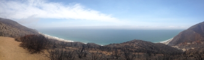 Panorama view of the coastline from the Ray Millier trail. Almost back to the trailhead and completion of a sad, but fascinating, day on the trails.