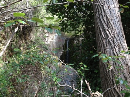 There's actually a small, man-made waterfall along the way.