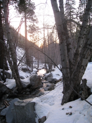 The sun setting in Icehouse Canyon from almost the exact same spot it was rising when I took the picture in the morning (looking the other direction).
